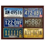 (5) METAL LICENSE PLATES- CONNECTICUIT/PA