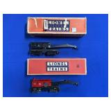 (2) LIONEL TRAINS OPERATING WORK CRANES WITH BOXES