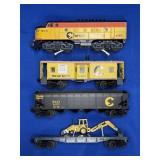 M.T.H. CHESSIE SYSTEM LOCOMOTIVE, BOX CARS,