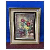 GOLD FRAMED OIL ON CANVAS FLOWER POT