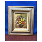 FRAMED OIL PAINTING ON CANVAS FLOWERS SIGNED