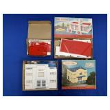 (3) PLASTICVILLE BUILDINGS IN BOX INCLUDING: