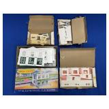 (4) PLASTICVILLE BUILDINGS IN BOX INCLUDING: