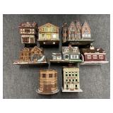 (8) CERAMIC HAND PAINTED CHRISTMAS VILLAGE HOUSES