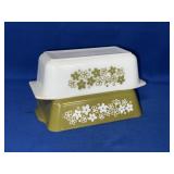 PYREX CRAZY DAISY BREAD PAN & 1 1/2 QT DISH