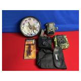 DEER CLOCK, BUSHNELL BINOCULAR BAG, BUTT OUT,