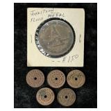 JOHNSTOWN TRACTION TOKENS & JOHNSTOWN FLOOD MEDAL