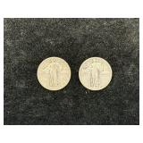 (2) SILVER STANDING LIBERTY QUARTERS