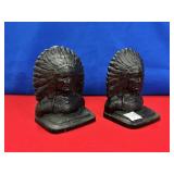 (PAIR) INDIAN HEAD CAST BOOKENDS APPROX 5"