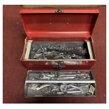 CRAFTSMAN RED METAL TOOLBOX WITH WRENCHES AND