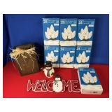 DECORATIVE SNOWMAN, HOLIDAY TIME COOL WHITE LIGHTS