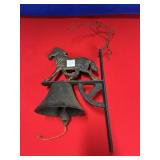 CAST IRON HORSE DINNER BELL- STAND IS APPROX 11.5"