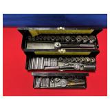 (3) METAL BLACK BOXES WITH SOCKET SETS