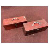 (2) EMPTY RED METAL TOOLBOXES APPROX 19"