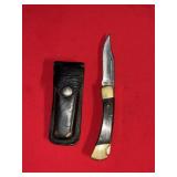 BUCK 110 USA KNIFE IN LEATHER BUCK BELT SHEATH