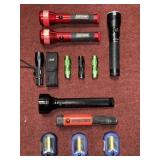 VARIOUS HANGING LIGHTS AND FLASHLIGHTS