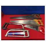 STACK OF HAND SAWS AND (NEW) LENOX 12" BLADES