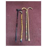 (4) WOODEN/DECORATIVE WALKING CANES