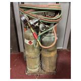 ACETYLENE TANKS WITH HOSE AND CART