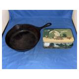 GIRL SCOUTS TIN & CAST IRON SKILLET MARKED M 8"