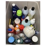 TOTE WITH PERSONAL CLEANING PRODUCTS: SOAP,