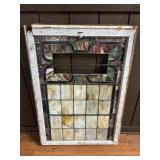 FRAMED STAINED GLASS WINDOW (MISSING PIECE)
