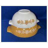 (2) BUTTERFLY GOLD PYREX BOWLS