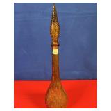 MCM AMBER WINE DECANTER W/HOBNAIL STOPPER 22"