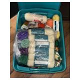 TOTE OF YARN: AFGHAN, APPERAL, ETC.