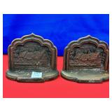 (PAIR) BRASS HOUSE BOOKENDS APPROX 4"