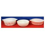 (2) PINK & WHITE GOOSEBERRY 1 PT BOWLS &