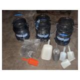 (3) PLASTIC ICE BUCKET CONTAINERS AND SCOOPS