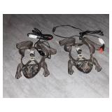(2) CAST IRON DECORATIVE FROGS (TAKES BULBS)