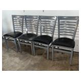 (4) SILVER AND BLACK WOODEN REFINISHED CHAIRS