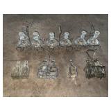 (5) OIL & VINEGAR CARAFES WITH SERVERS & (3) LOOSE