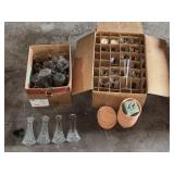 GLASS BUD VASES, CUT GLASS VASES, TERRACOTTA POTS