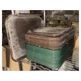 STACK OF PLASTIC SERVING TRAYS (BROWN & GREEN)