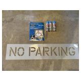 HANDICAP PAPER STENCIL, BLUE SPRAY PAINT, NO