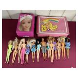 1984 TARA TOY BARBIE CASE W/BARBIES & EMPTY 1998