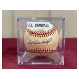 DEL CRANDALL SIGNED BALL IN CASE