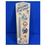 GULF LUCKY STRIKE GASOLINE THERMOMETER W/MERCURY