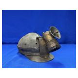 ANTIQUE MINING HELMET WITH CARBIDE LAMP (AUTOLITE)