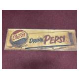 TIN DRINK PEPSI-COLA SIGN APPROX 53.25" X 17.5"
