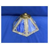 SLAG BLUE GLASS LAMP SHADE APPROX 10.5" X 11.75"