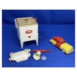 IDEAL PLASTIC WASHING MACHINE TOY *CRACKED* & TAXI