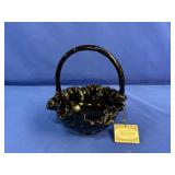 FENTON BLACK BASKET WITH ORIGINAL STICKER AND TAG