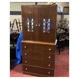 WOODEN HUTCH/DESK STYLE CABINET WITH FLORAL DOORS