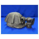 ANTIQUE MINING HELMET WITH CARBIDE LAMP (AUTOLITE)