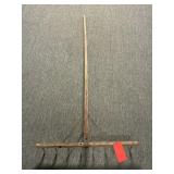 PRIMITIVE WOODEN HAY RAKE APPROX 72"