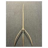3 TINE PRIMITIVE WOODEN HAY RAKE APPROX 73.5"
